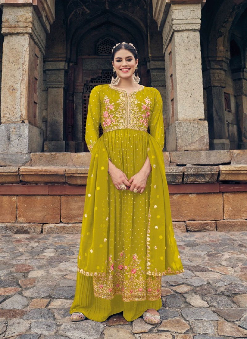 Your choice Haldi Heavy Wedding Wear Wholesale Georgette Salwar Suits 